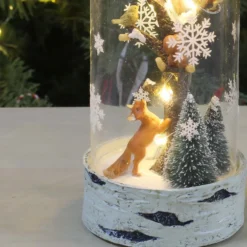 Christmas Woodland Scene Light Up Glass Christmas Decoration (Battery Operated) -CHRISTMAS LIGHTS SHOP 12837638 2264884030544029