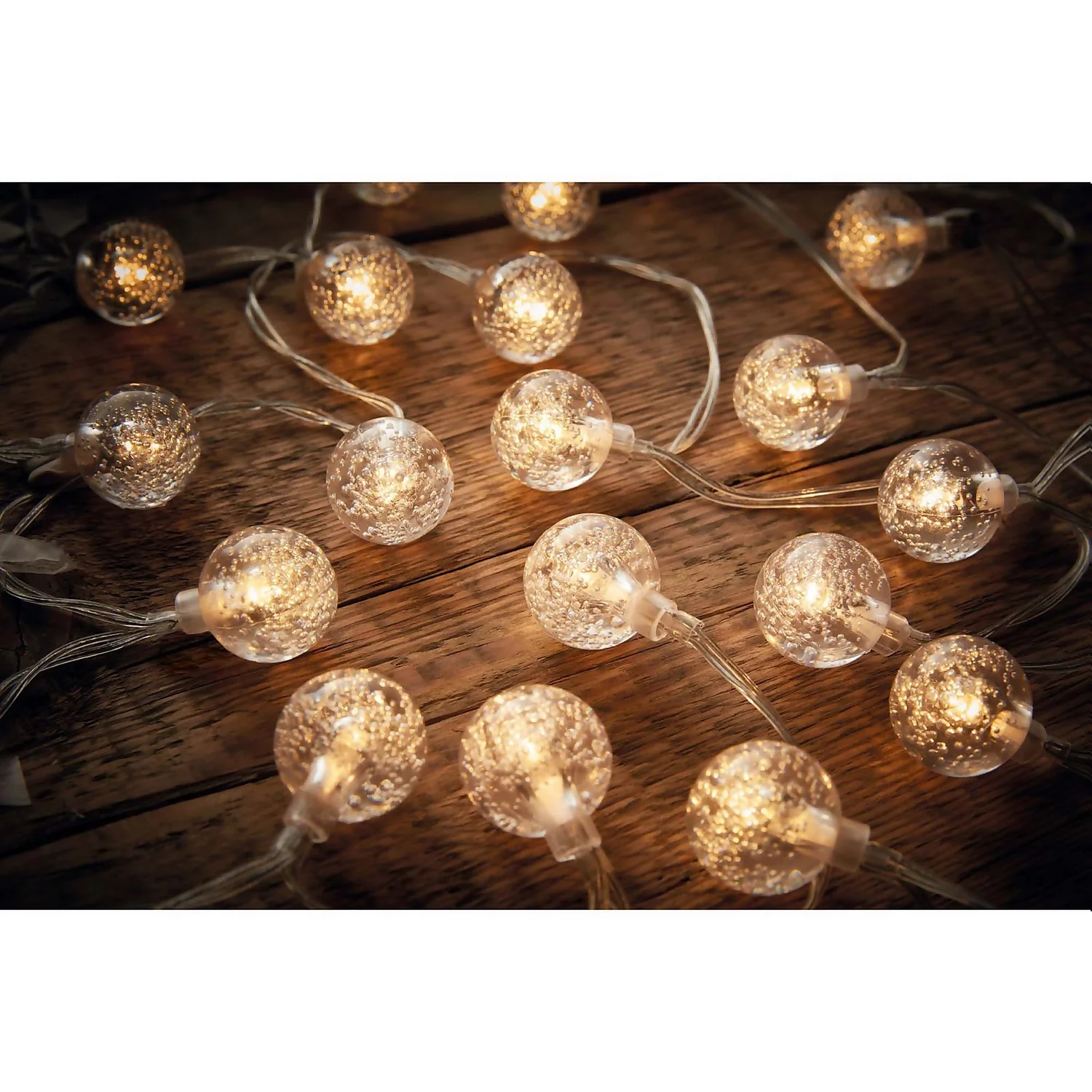 20 Clear Bubble Ball Christmas String Lights (Battery Operated) 4 20 Clear Bubble Ball Christmas String Lights (Battery Operated) - Image 2