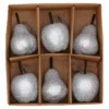 Silver Beaded Pears And Apples Christmas Tree Decorations - Pack Of 6 -CHRISTMAS LIGHTS SHOP 12839381 1894831898703246