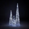 Acrylic LED 3 Cones White 3D Silhouette Christmas Light Decoration - 90/60/45cm -CHRISTMAS LIGHTS SHOP 12839535 1864987352951877