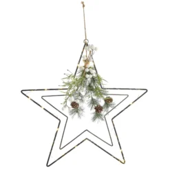 Pre-lit Mistletoe Wire Star Christmas Decoration (Battery Operated)
