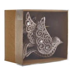 Pink Blush Glitter Bird Hanging Christmas Tree Decorations - Pack Of 2