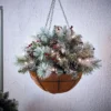 Pre-lit Snowy Christmas Hanging Basket (Battery Operated) -CHRISTMAS LIGHTS SHOP 12840293 5384987170230427