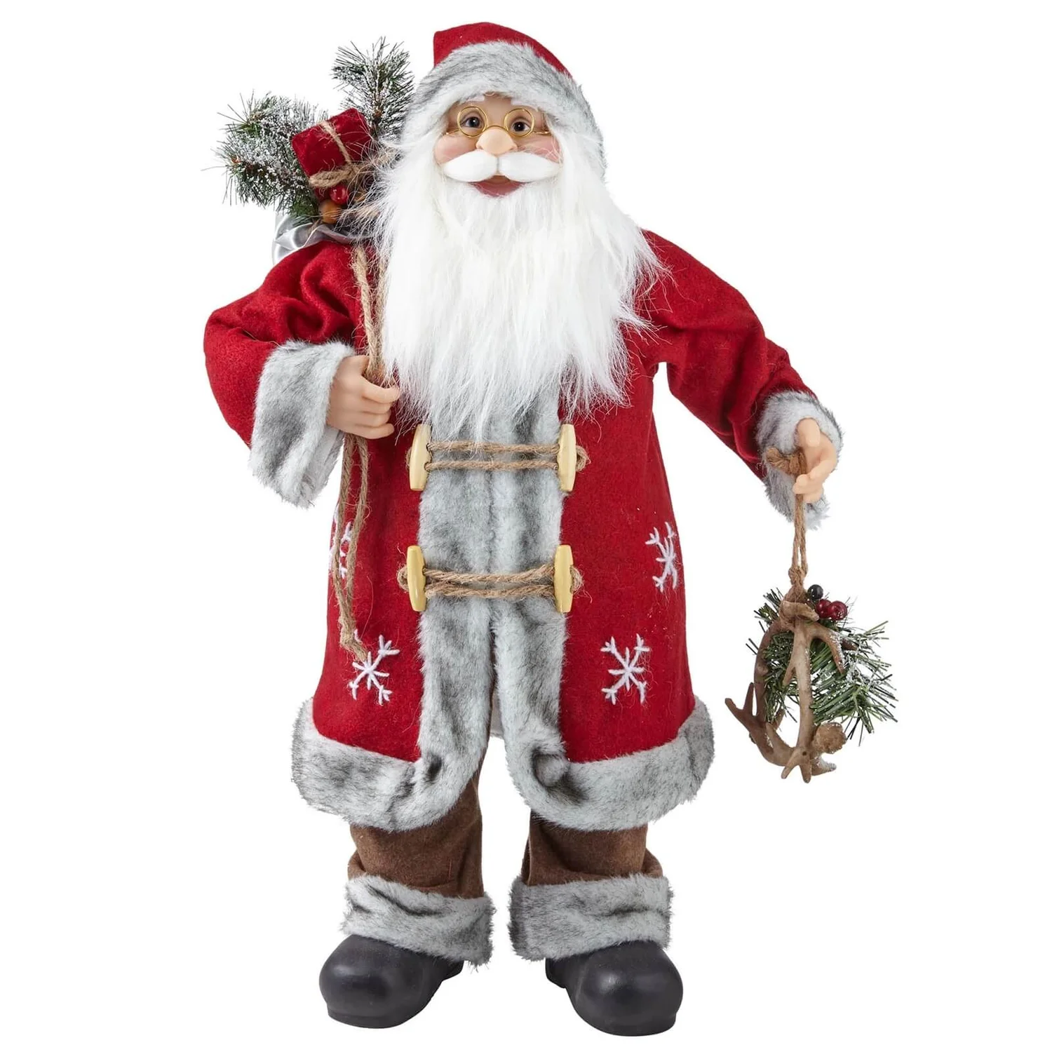 Standing Santa In Red Coat Christmas Decoration - 60cm 3 Standing Santa In Red Coat Christmas Decoration - 60cm