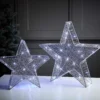 Silver Mesh Star Christmas Lights - Set Of 2 -CHRISTMAS LIGHTS SHOP 12914477 1665000127656841