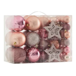 Snow Blossom Shatterproof Christmas Tree Decorations - 60 Pack