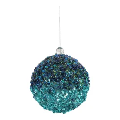 Turquoise Sequin Christmas Tree Bauble
