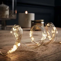 2.5M LED Silver Copper Wire Christmas Tree Lights 12 Strands - Warm White