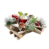Red Berry & Willow Tabletop Christmas Candle Holder - 15cm -CHRISTMAS LIGHTS SHOP 12941018 1304884028242309