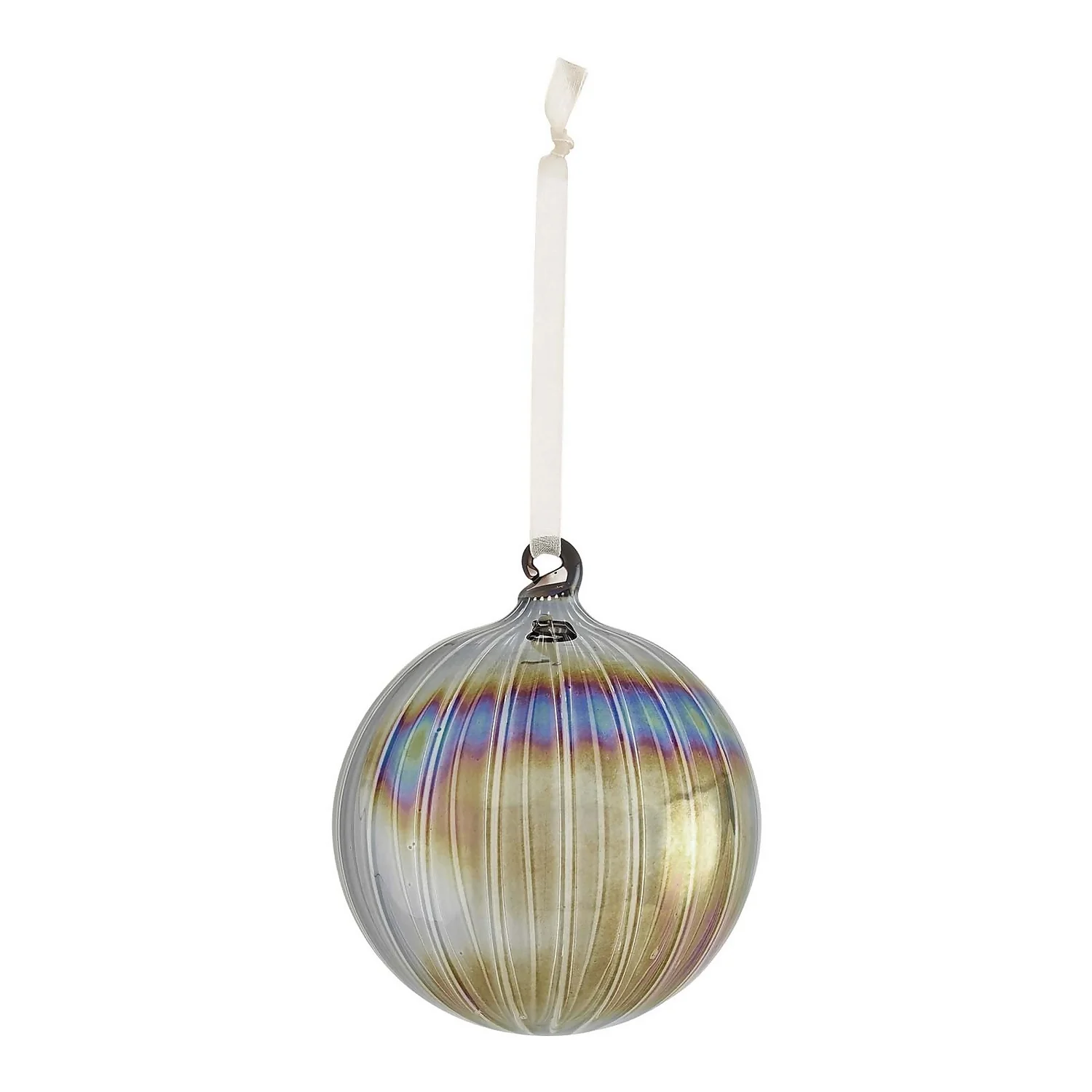 Pewter Iridescent Glass Christmas Bauble 3 Pewter Iridescent Glass Christmas Bauble