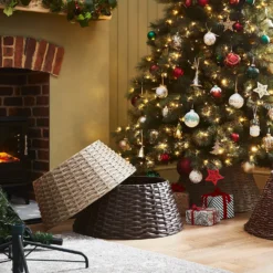 Dark Brown Circular Christmas Tree Skirt - 56cm -CHRISTMAS LIGHTS SHOP 13082493 7644986106652637