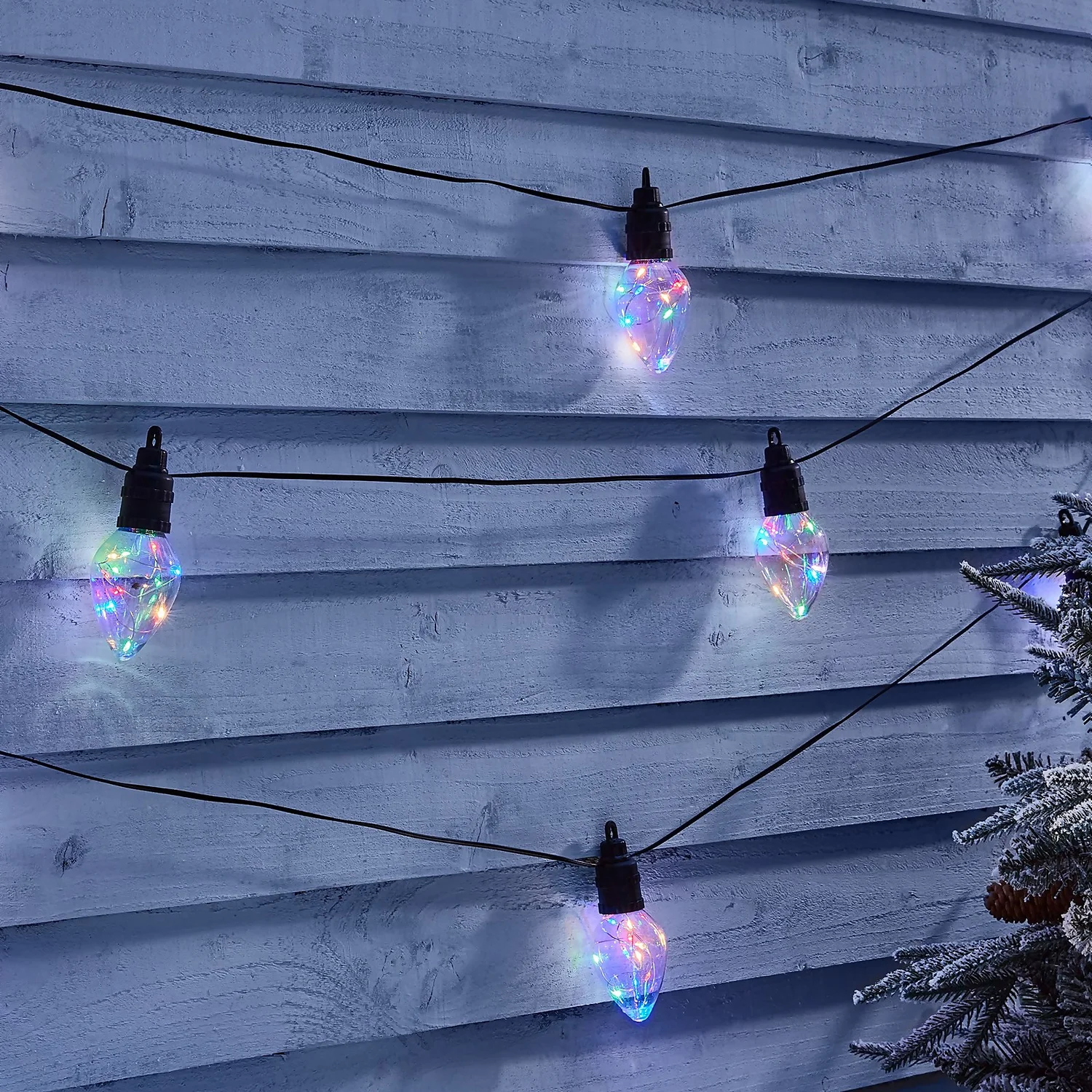 10 Twinkling Cone Copper Wire LED Connectable Outdoor Christmas String Lights - Colour Changing 3 10 Twinkling Cone Copper Wire LED Connectable Outdoor Christmas String Lights - Colour Changing