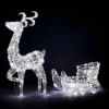 Acrylic 3D LED Reindeer & Sleigh 3-in-1 Outdoor Christmas Light - Warm & Cool White