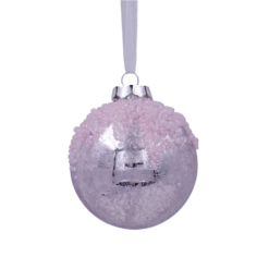 Light Pink Beaded Satin Christmas Tree Bauble - 90mm