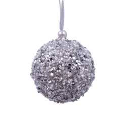 Silver Sequin Christmas Tree Bauble - 100mm