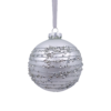 Silver Lines Beaded Stripe Glass Christmas Tree Bauble - 90mm 2 Silver Lines Beaded Stripe Glass Christmas Tree Bauble - 90mm -CHRISTMAS LIGHTS SHOP 13700374 1864984497619416
