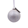Silver Leaf Textured Christmas Tree Bauble - 90mm -CHRISTMAS LIGHTS SHOP 13700380 1854984313365971