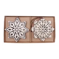 Wooden Snowflake Christmas Tree Decorations - Pack Of 6 -CHRISTMAS LIGHTS SHOP 13700407 2534997274822111