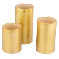 3 LED Christmas Pillar Candles - Gold (Battery Operated) -CHRISTMAS LIGHTS SHOP 13700645 1254966107623439
