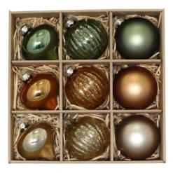 Refined Nature Premium Glass Christmas Tree Baubles - Pack Of 9