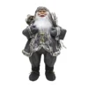 Traditional Standing Father Christmas With Grey Coat - 80cm
