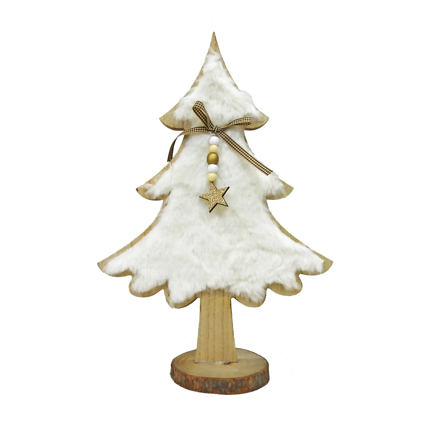 Wooden Snowy Tree Christmas Decoration 3 Wooden Snowy Tree Christmas Decoration