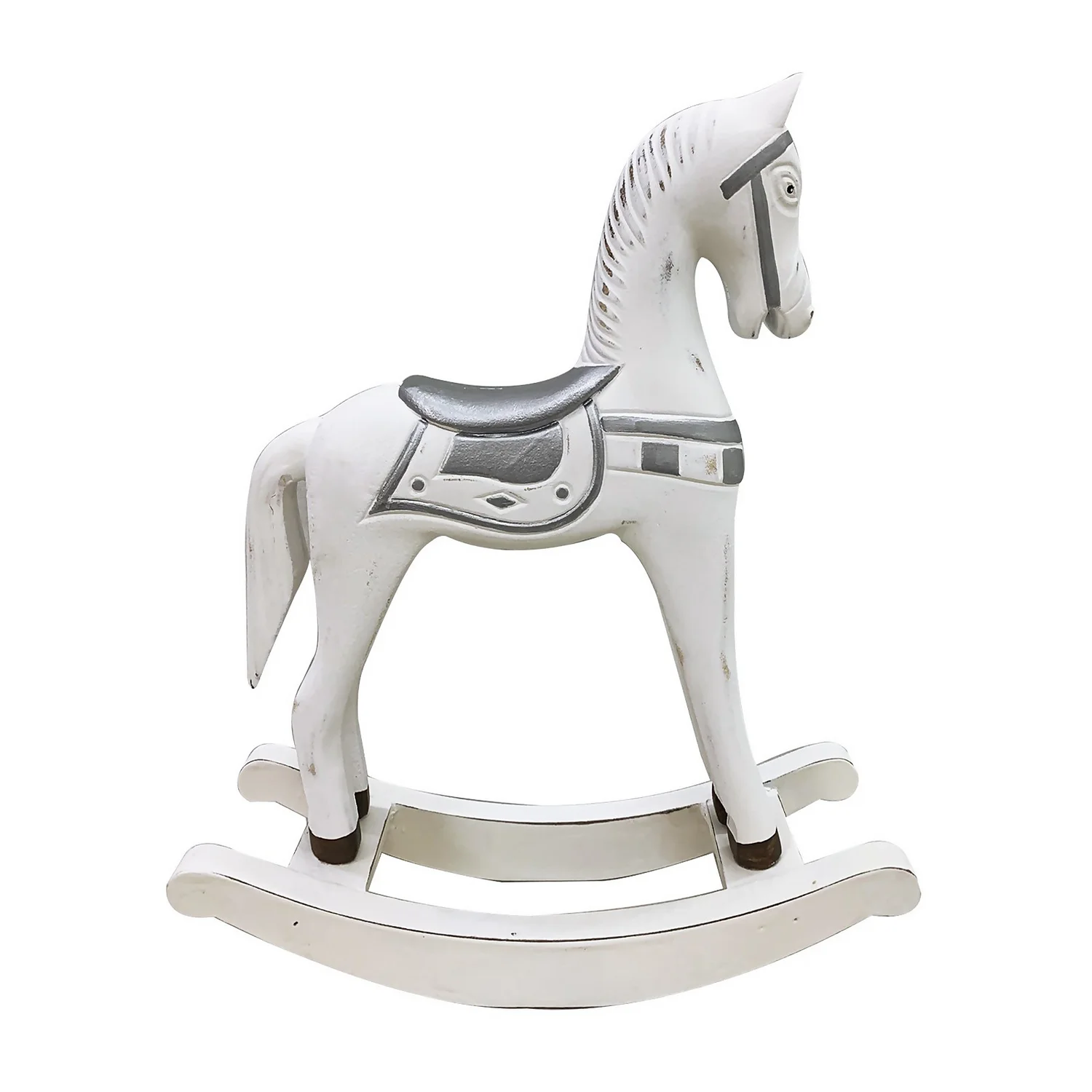 White & Gold Wooden Rocking Horse Christmas Decoration 5 White & Gold Wooden Rocking Horse Christmas Decoration - Image 3