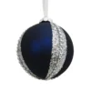 Navy Stripe Jewel Glass Christmas Tree Bauble - 90mm 1 Navy Stripe Jewel Glass Christmas Tree Bauble - 90mm -CHRISTMAS LIGHTS SHOP 13714920 1624998299013285