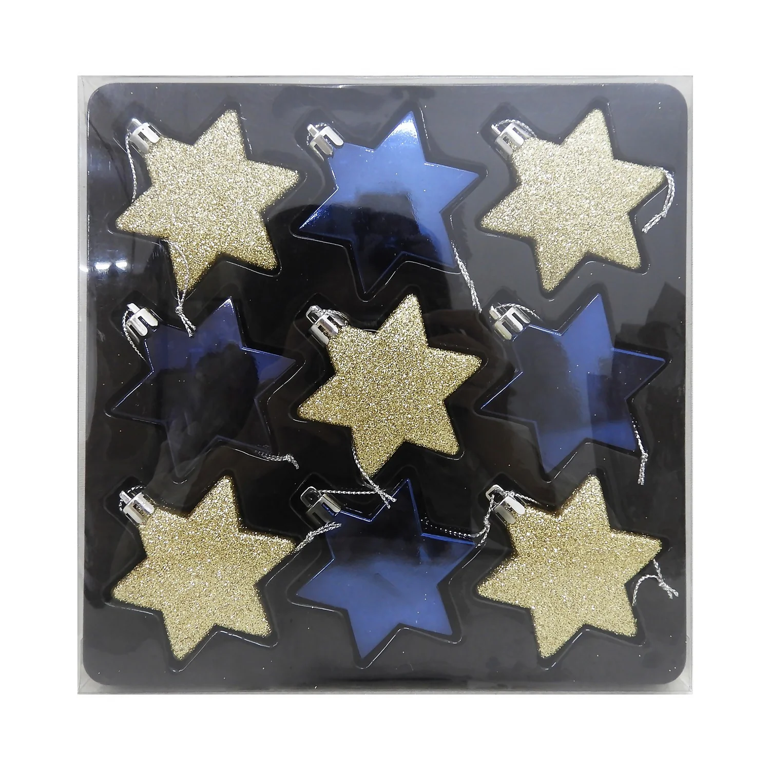 Party Nights Stars Christmas Tree Decorations - Pack Of 9 3 Party Nights Stars Christmas Tree Decorations - Pack Of 9