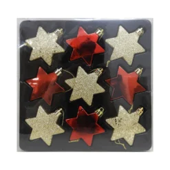 Country Gathering Stars Christmas Tree Decorations - Pack Of 9