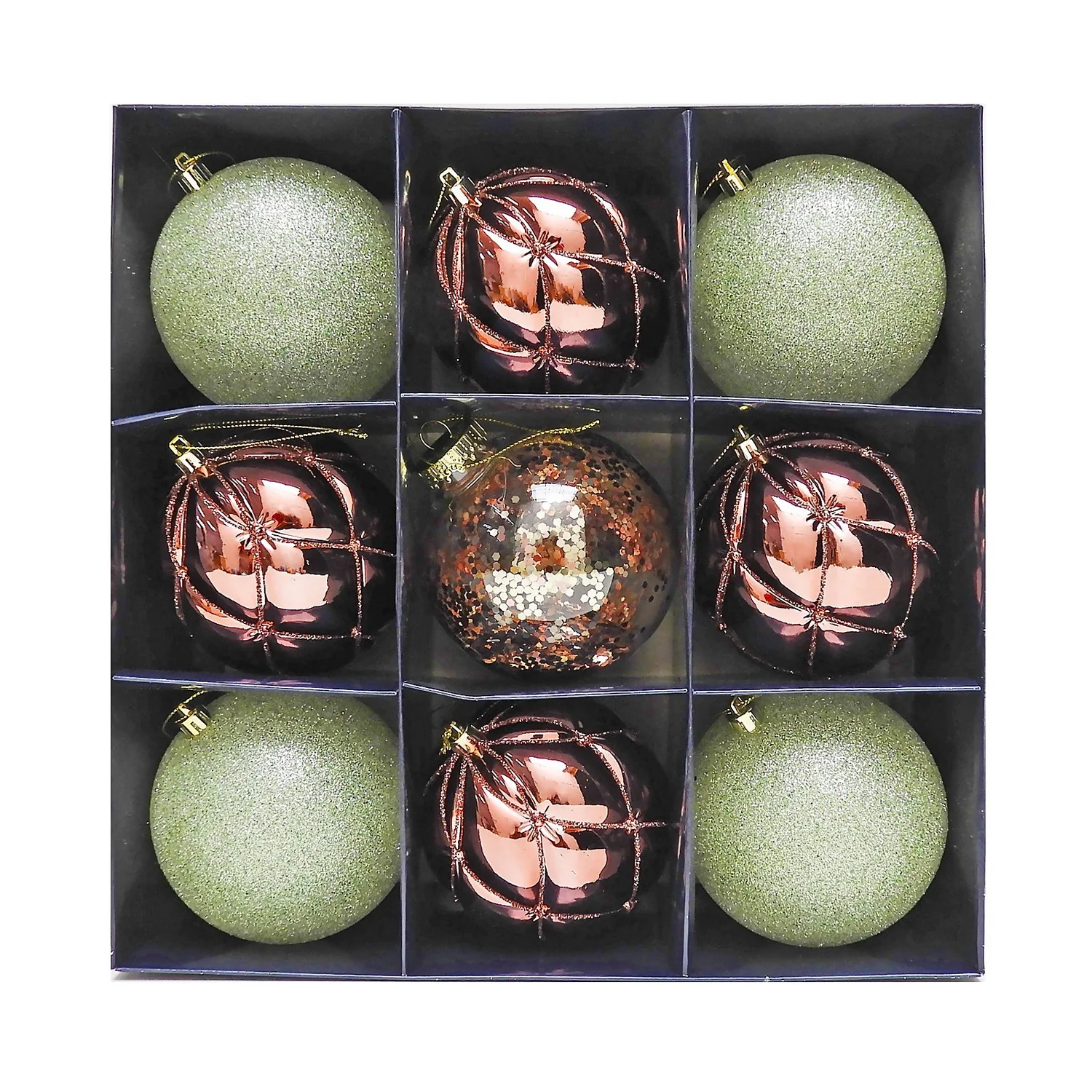 Elegance 100mm Christmas Tree Baubles - Pack Of 9 3 Elegance 100mm Christmas Tree Baubles - Pack Of 9