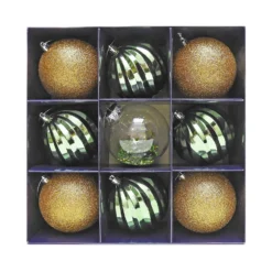 Refined Nature 100mm Christmas Tree Baubles - Pack Of 9