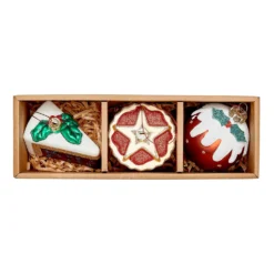 Festive Food Glass Christmas Tree Decoration Set - Pack Of 3