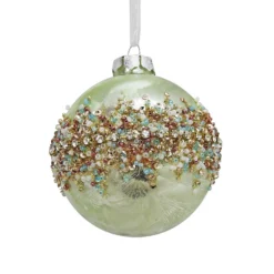 Green Deco Jewels Glass Christmas Tree Bauble - 90mm