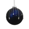 Dark Blue & Silver Meteor Glass Christmas Tree Bauble - 90mm -CHRISTMAS LIGHTS SHOP 13715885 1334984563214947
