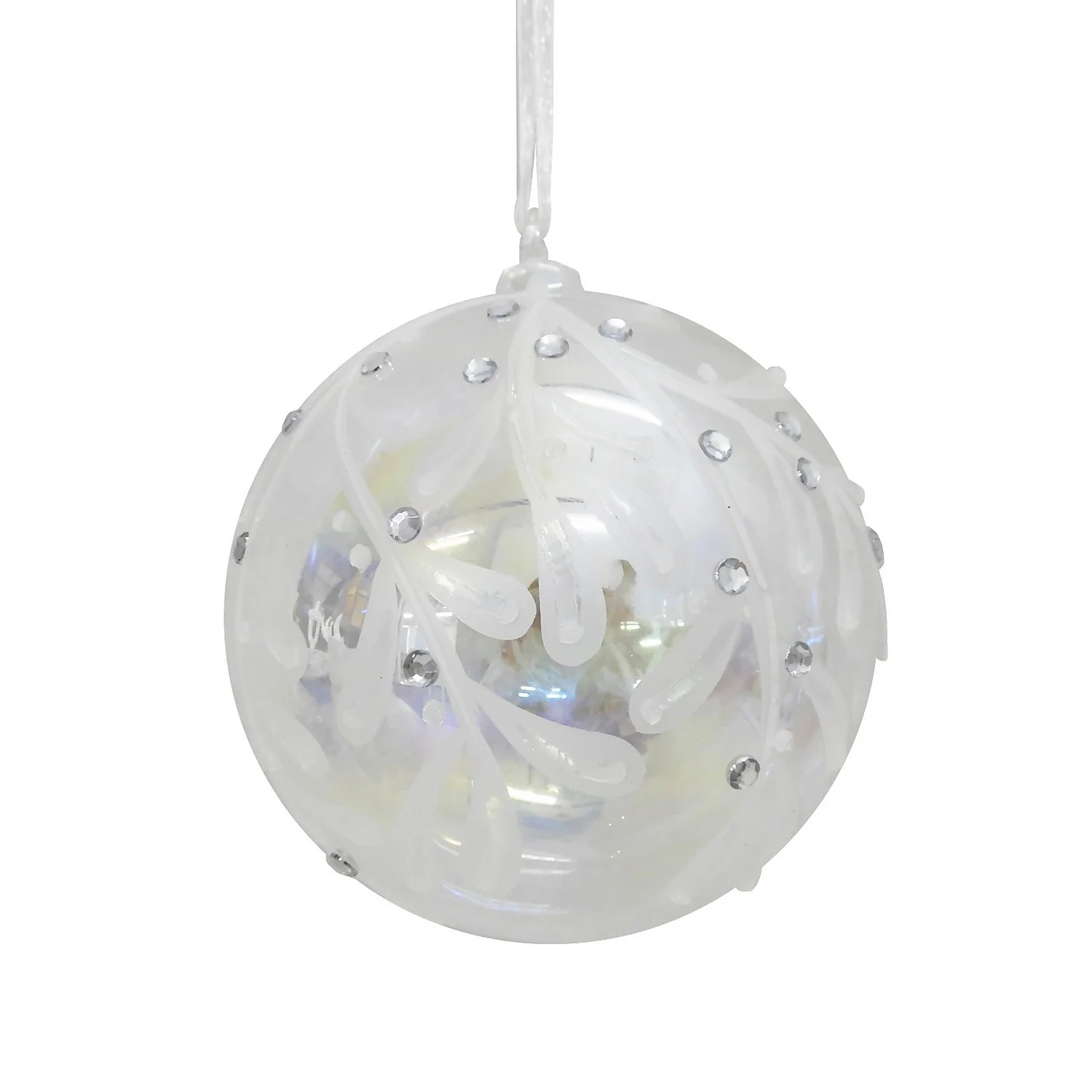 Jewels Clear Glass Christmas Tree Bauble - 100mm 3 Jewels Clear Glass Christmas Tree Bauble - 100mm