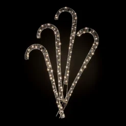 Warm White LED Candy Canes Christmas Stake Lights - Pack Of 4