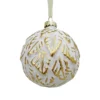 White & Gold Debossed Leaf Glass Christmas Tree Bauble -CHRISTMAS LIGHTS SHOP 13727340 3364984563046443